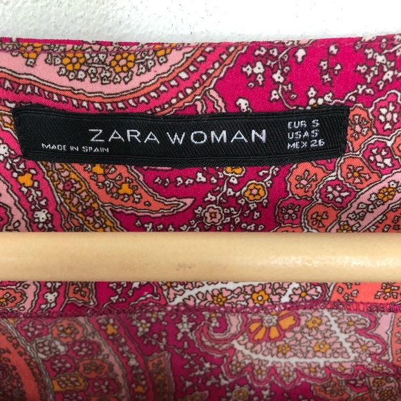 Zara Pink Paisley Pattern Dress Boat neckline - Picture 5 of 7